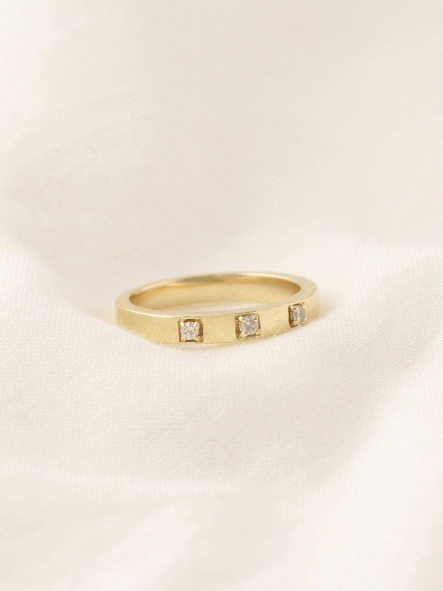 Stones & Gold Rings | Three Stone Diamond Band