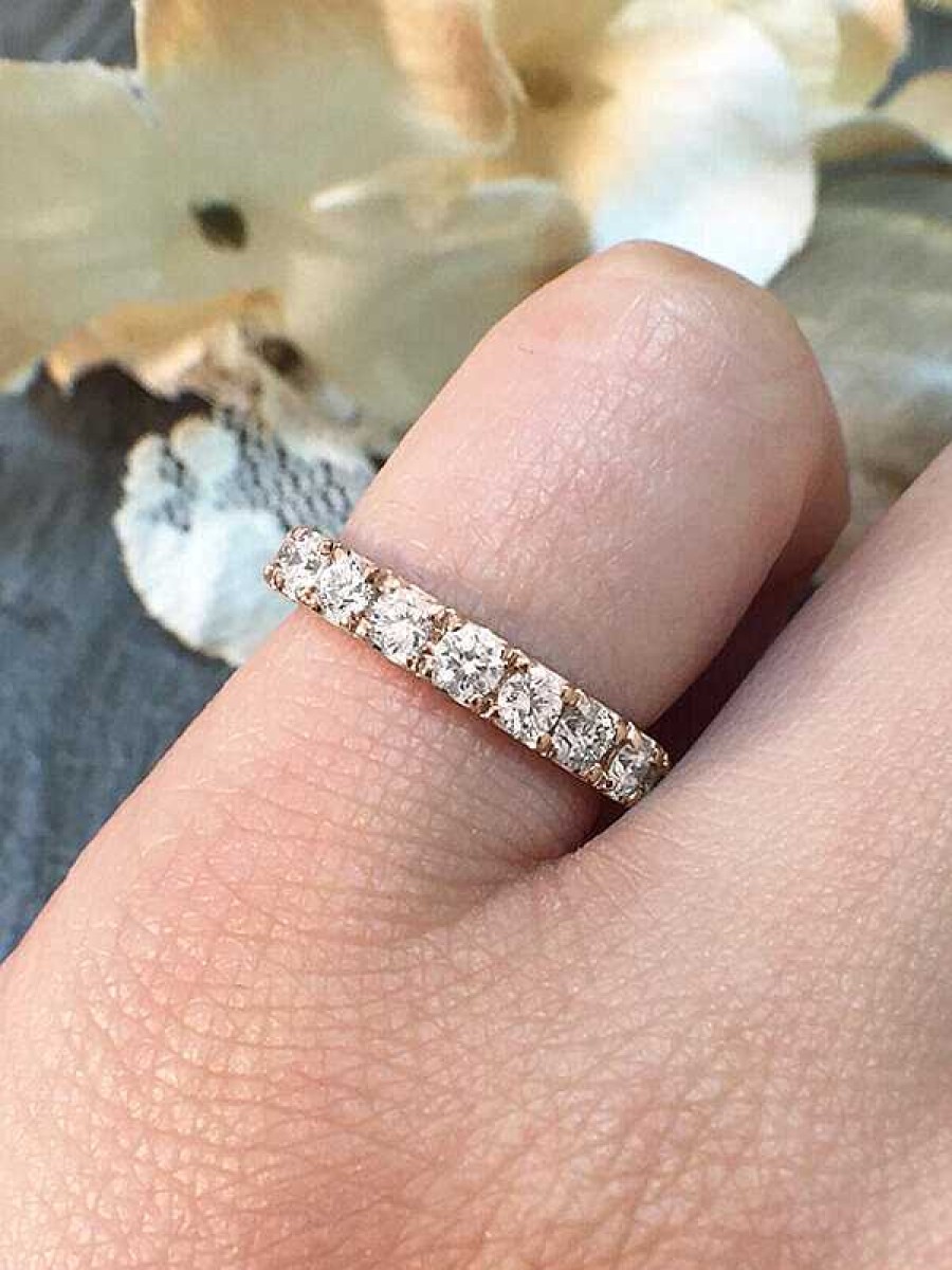 Stones & Gold Rings | 2.8Mm Diamond Eternity With Sizing Bar Wedding Band Solid Gold (14Kr) Engagement Ring