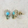 Stones & Gold Earrings | Turquoise And Tourmaline Solid 14 Karat Droplet Earrings