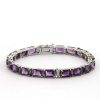 Stones & Gold Bracelets & Anklets | Emerald Cut Amethyst Solid 14 Karat Gold Tennis Bracelet