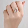 Stones & Gold Rings | Pink Sapphire Engagement Ring | Pear Shaped | Baguette Crown | Diamond Halo | Prong Setting