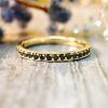 Stones & Gold Rings | 2Mm Black Diamond Eternity Wedding Band Solid Gold (14Ky) Edgy Stackable Engagement Ring