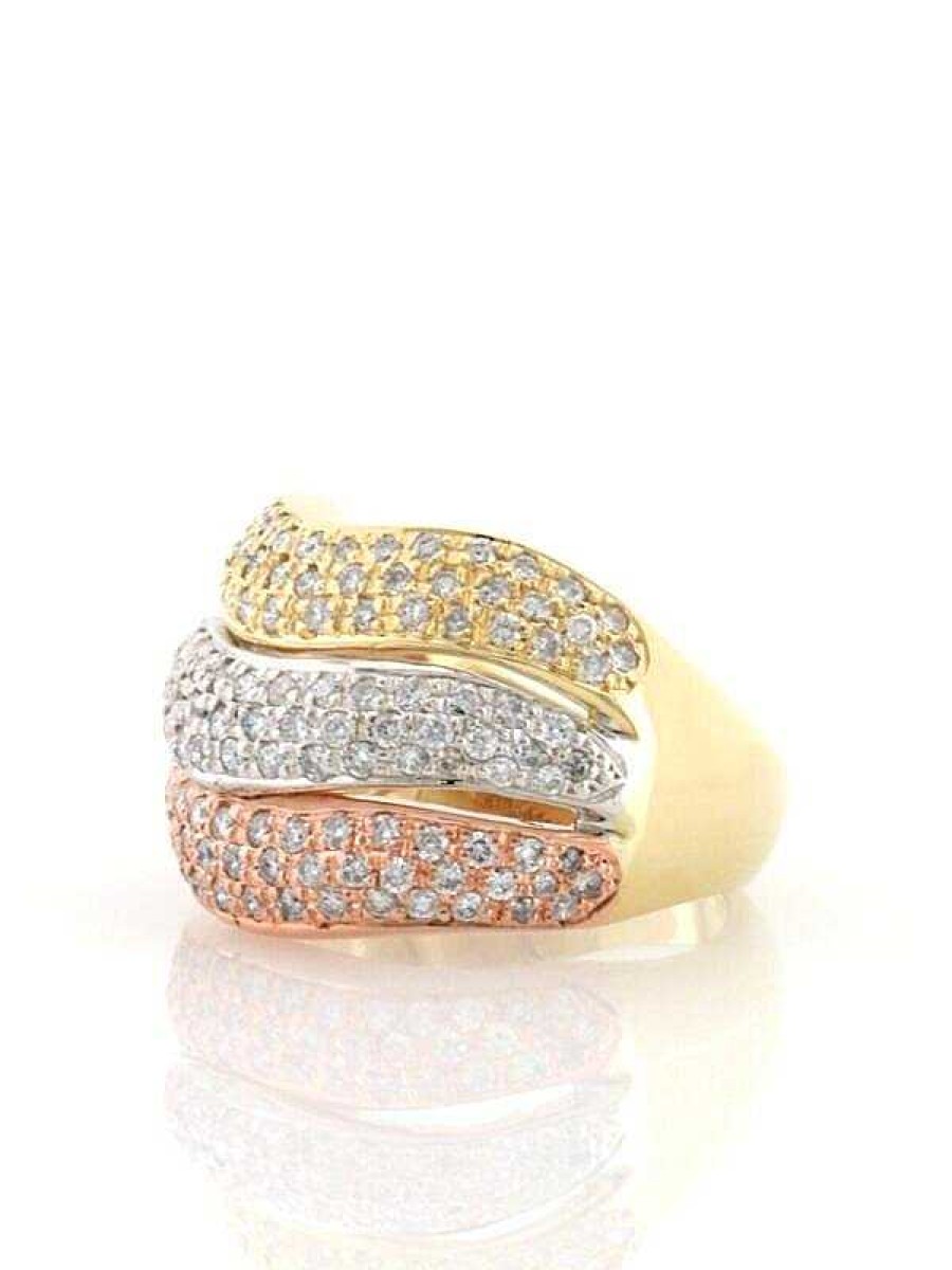 Stones & Gold Rings | Tri-Color Diamond Solid 14 Karat Gold Stackable Star Ring