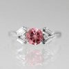 Stones & Gold Rings | Pink Tourmaline And Diamond Engagement Solid Gold (14Kw) Colored Stone Wedding Ring