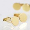 Stones & Gold Cuff Links | Set Of 2 Disc Cufflink Gold Plated