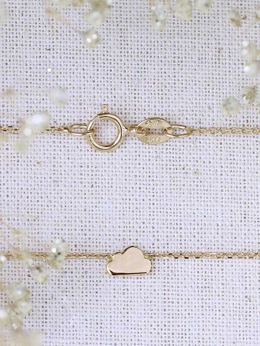 Stones & Gold Necklaces | 3.3X5.5Mm Petite Whimsical Cloud 16 Inch Solid 14K Gold Necklace