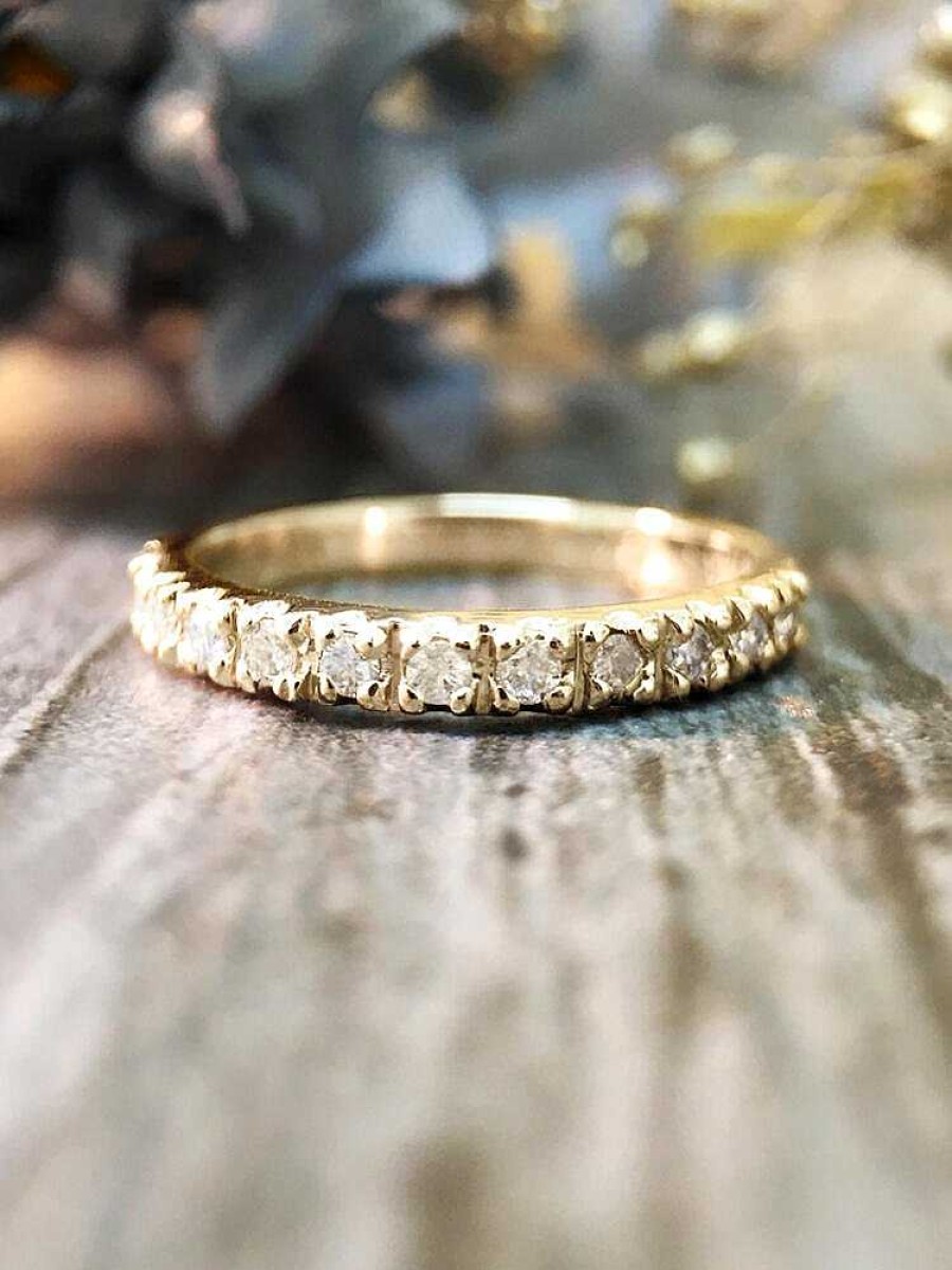 Stones & Gold Rings | 2.4Mm Diamond Wedding Band Solid Gold (14Ky) Stackable Women'S Engagement Ring