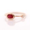 Stones & Gold Rings | Natural Ruby And Diamond Bezel July Birthstone Solid 14 Karat Gold Ring