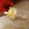 Stones & Gold Rings | Oval Ethiopian Opal 14 Karat Gold Engagement Ring