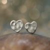 Stones & Gold Earrings | Hammered Heart 14 Karat Stud Earrings