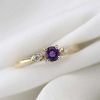 Stones & Gold Rings | Amethyst And Diamond Ring | Gemstone Engagement Ring | 4X4Mm Purple Amethyst Ring | Solid 14K Gold | Fine Jewelry | Free Shipping