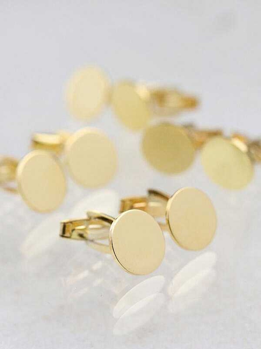 Stones & Gold Cuff Links | Set Of 4 Disc Cufflink Gold Plated