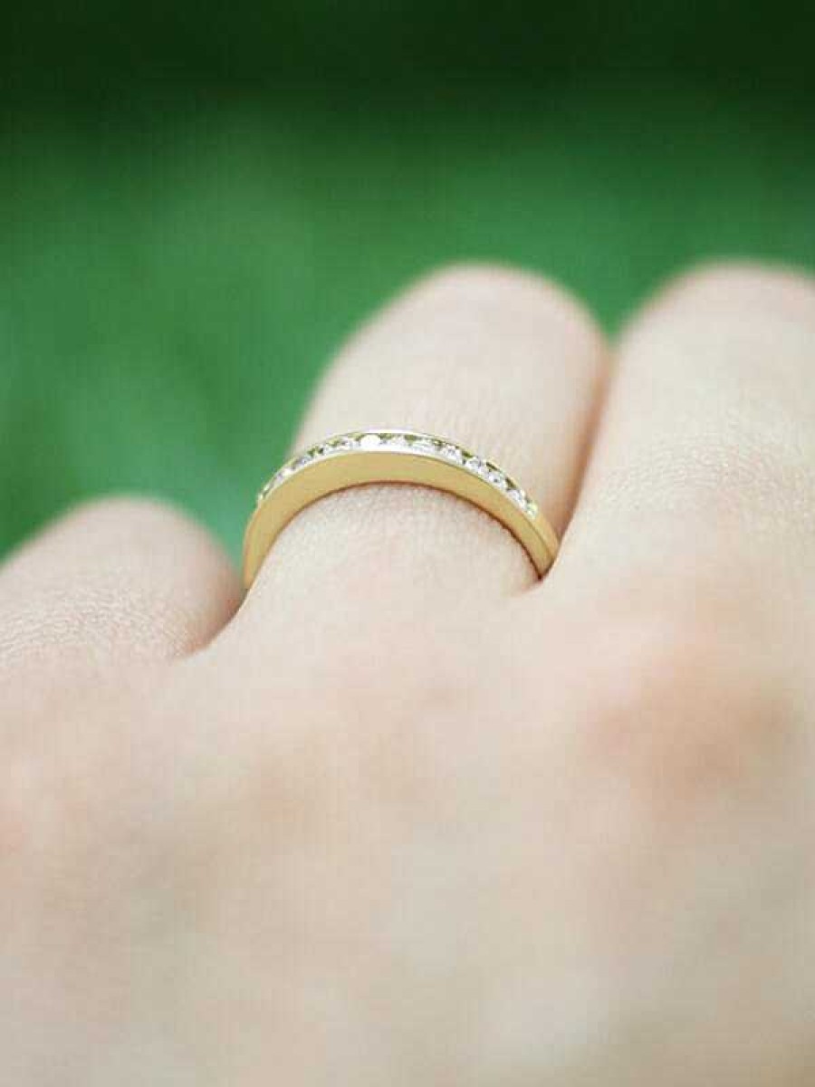 Stones & Gold Rings | 2Mm Diamond Wedding Band Solid Gold (14Kr) Stackable Women'S Engagement Ring