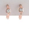 Stones & Gold Earrings | 0.40Ct Diamond Bezel Solid 14 Karat Gold Hoop Earrings