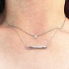 Stones & Gold Necklaces | Set: Diamond Pendant Solid Gold (14Kw) Necklace And Bar Solid 14Kw Chain Necklace