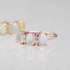 Stones & Gold Rings | 7X5Mm Oval Opal Three Stone Solid 14 Karat Gold Ring