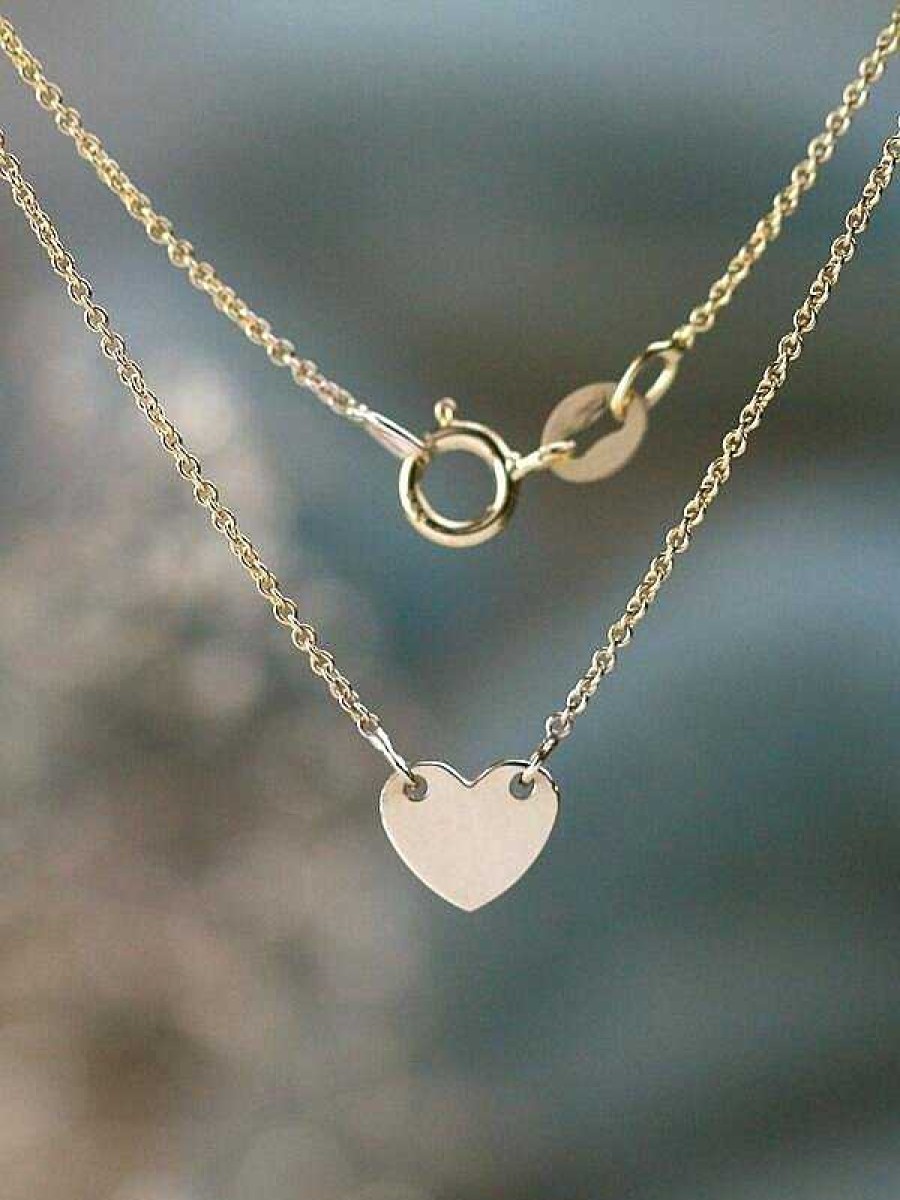 Stones & Gold Necklaces | Charming Solid 14 Karat Gold Heart Anklet