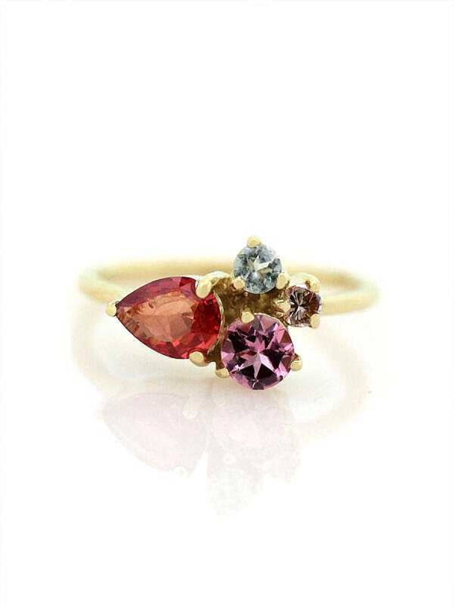 Stones & Gold Rings | Neopolitan Gemstone Solid 14K Gold Cluster Ring