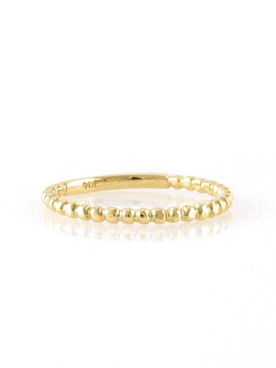 Stones & Gold Rings | 1.5Mm Beaded Ball Solid 14 Karat Gold Stackable Ring