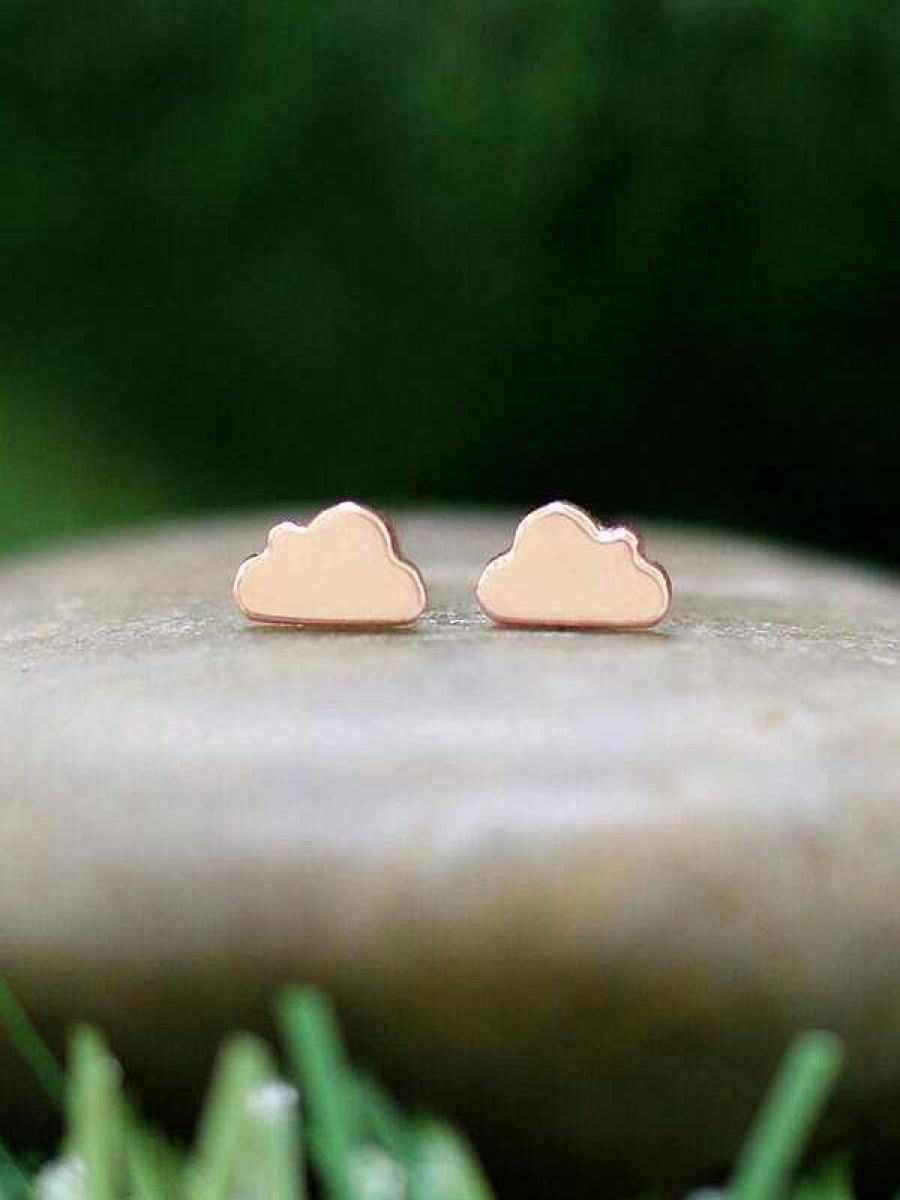 Stones & Gold Earrings | Gold Cloud Stud Earrings