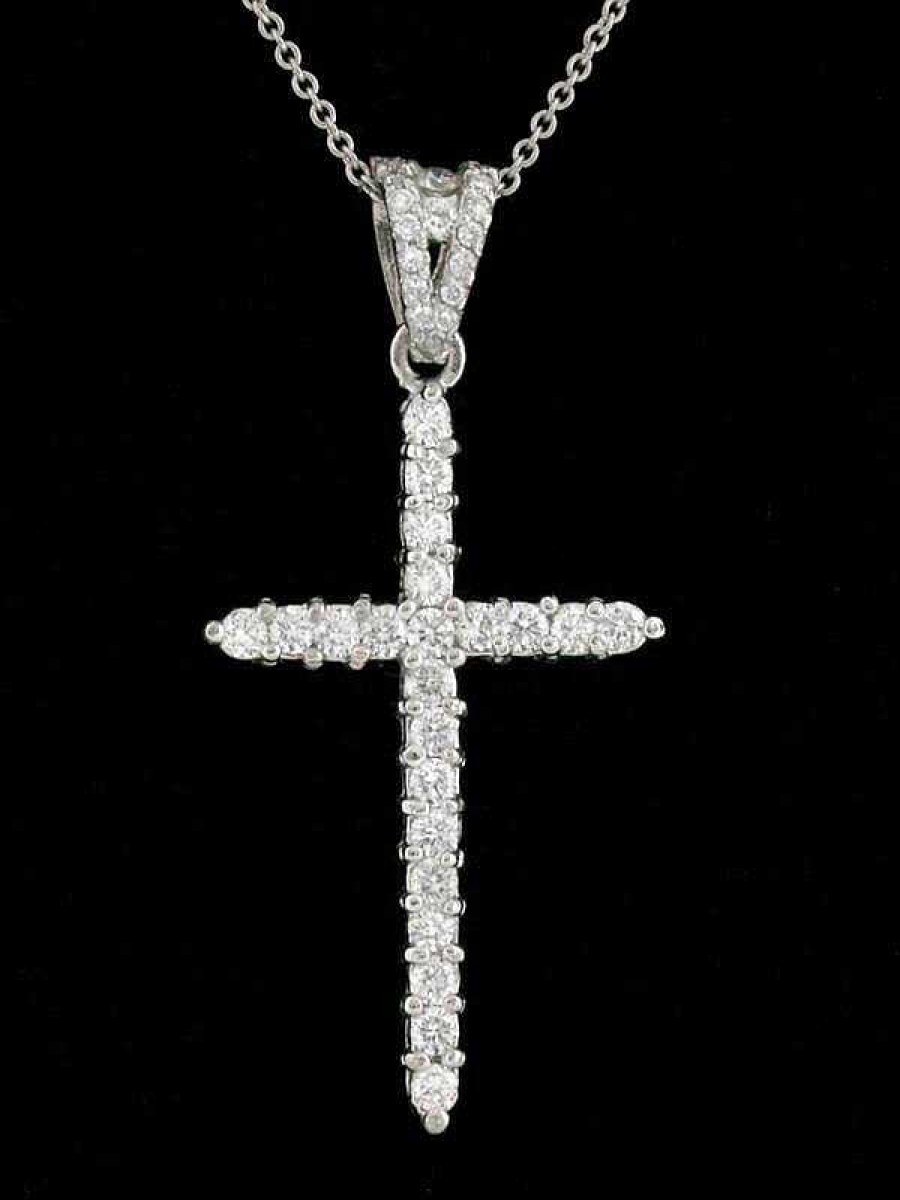 Stones & Gold Necklaces | 0.50Ct Diamond Cross Solid 14 Karat Gold Pendant