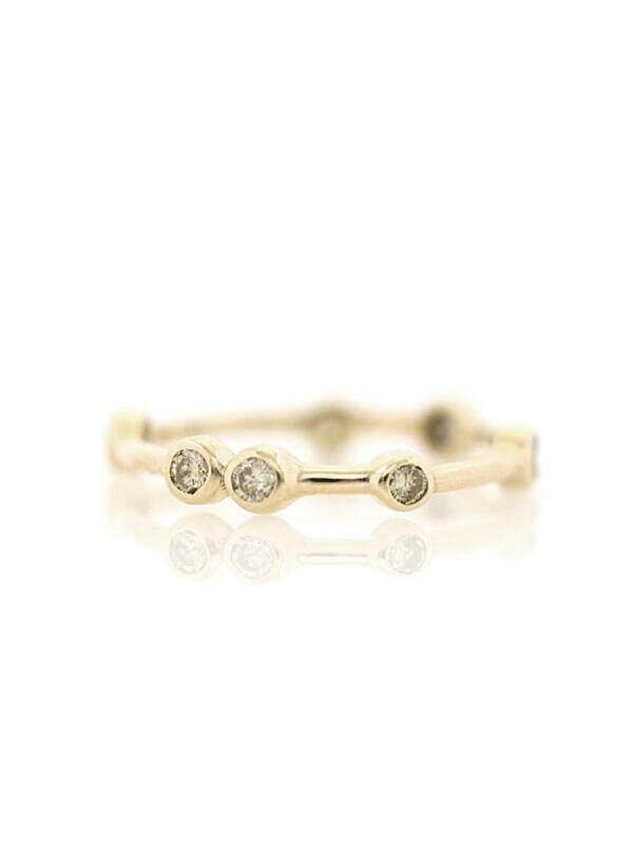 Stones & Gold Rings | Champagne Diamond Bezel Solid 14 Karat Gold Stackable Eternity Band