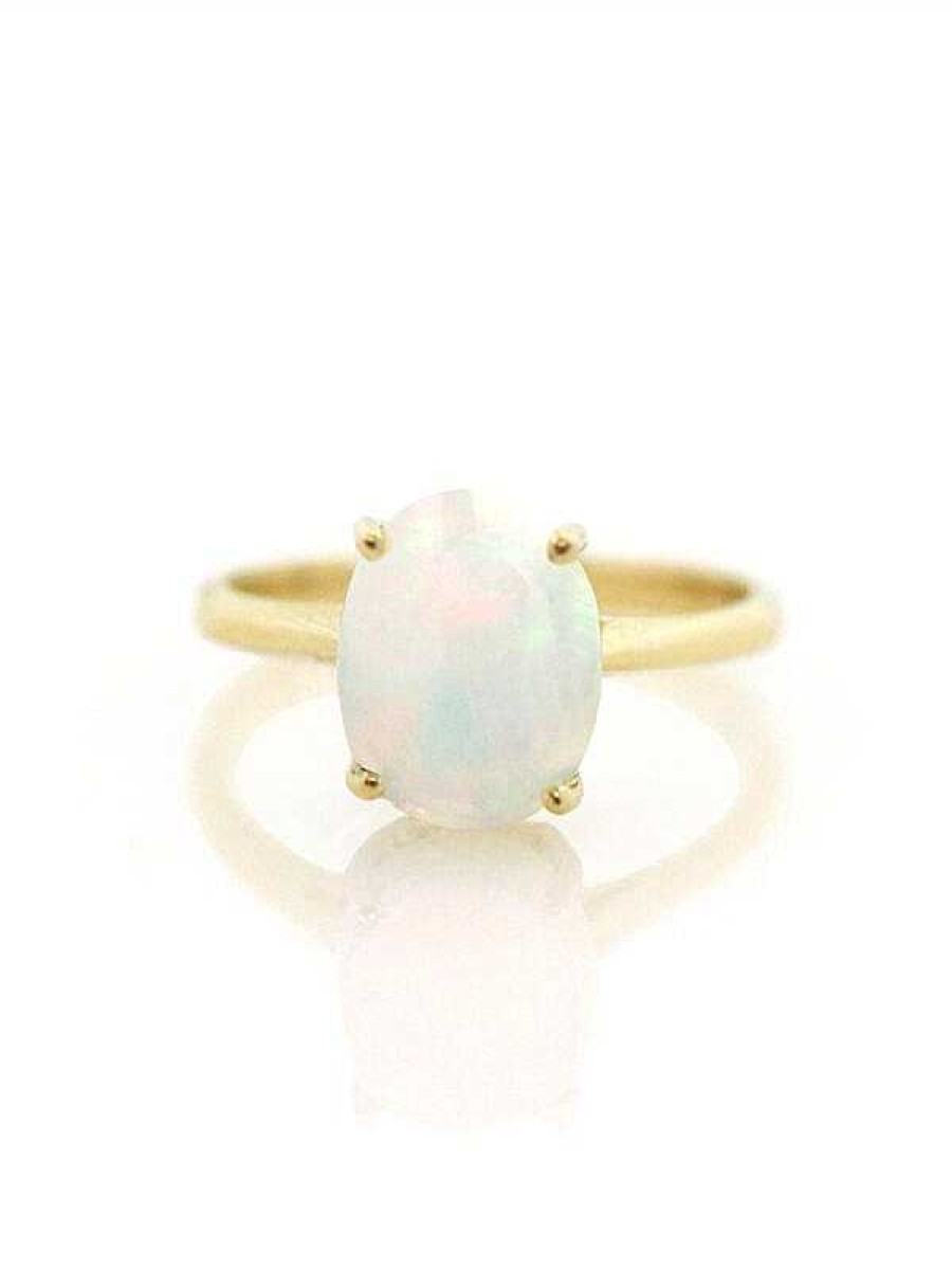 Stones & Gold Rings | 1.95Ct Natural Rainbow Opal Solitaire Ring