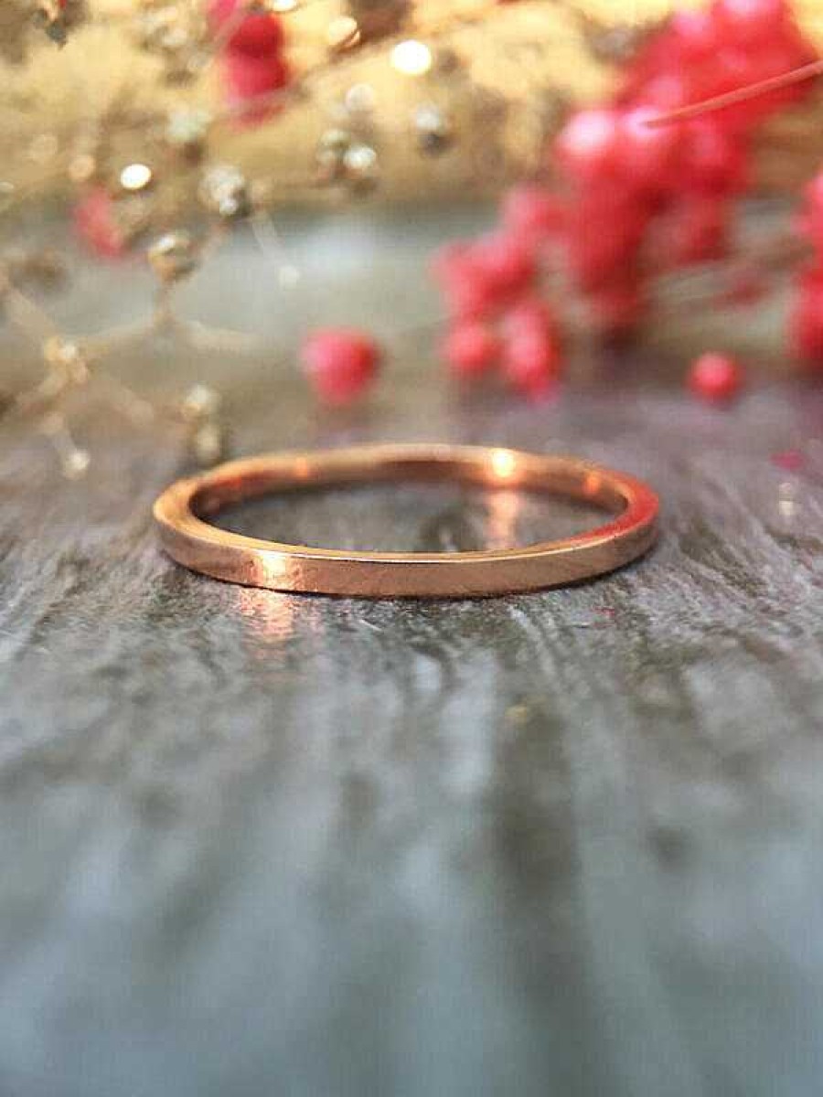 Stones & Gold Rings | 1.3Mm Wedding Band Solid Gold (14Kr) Thin Minimalist Stackable Women'S Engagement Ring