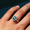 Stones & Gold Rings | Blue Sapphire Ring | Diamond Halo | Solid 14K Gold | Gemstone Engagement Ring | September Birthstone | Fine Jewelry | Free Shipping