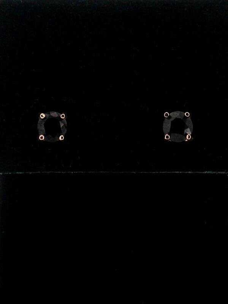 Stones & Gold Earrings | 0.80Ct Natural Black Diamond Solid 14 Karat Gold Studs