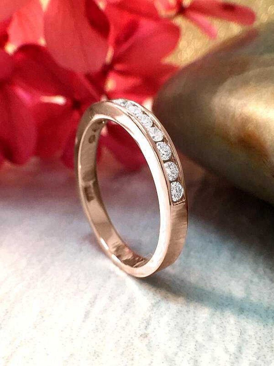 Stones & Gold Rings | 2.5Mm Diamond Wedding Band Solid Gold (14Kr) Affordable Women'S Engagement Ring