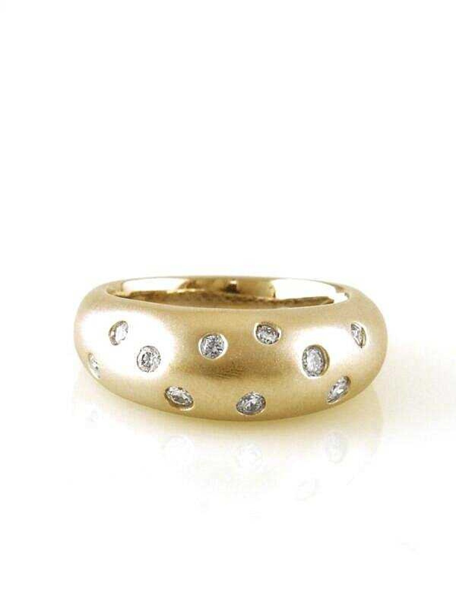 Stones & Gold Rings | Twilight Diamond Organic Bezel Solid 14 Karat Gold Dome Ring