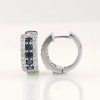 Stones & Gold Earrings | 2.0Ct Blue And White Diamond Solid 14 Karat Gold Huggie Earrings