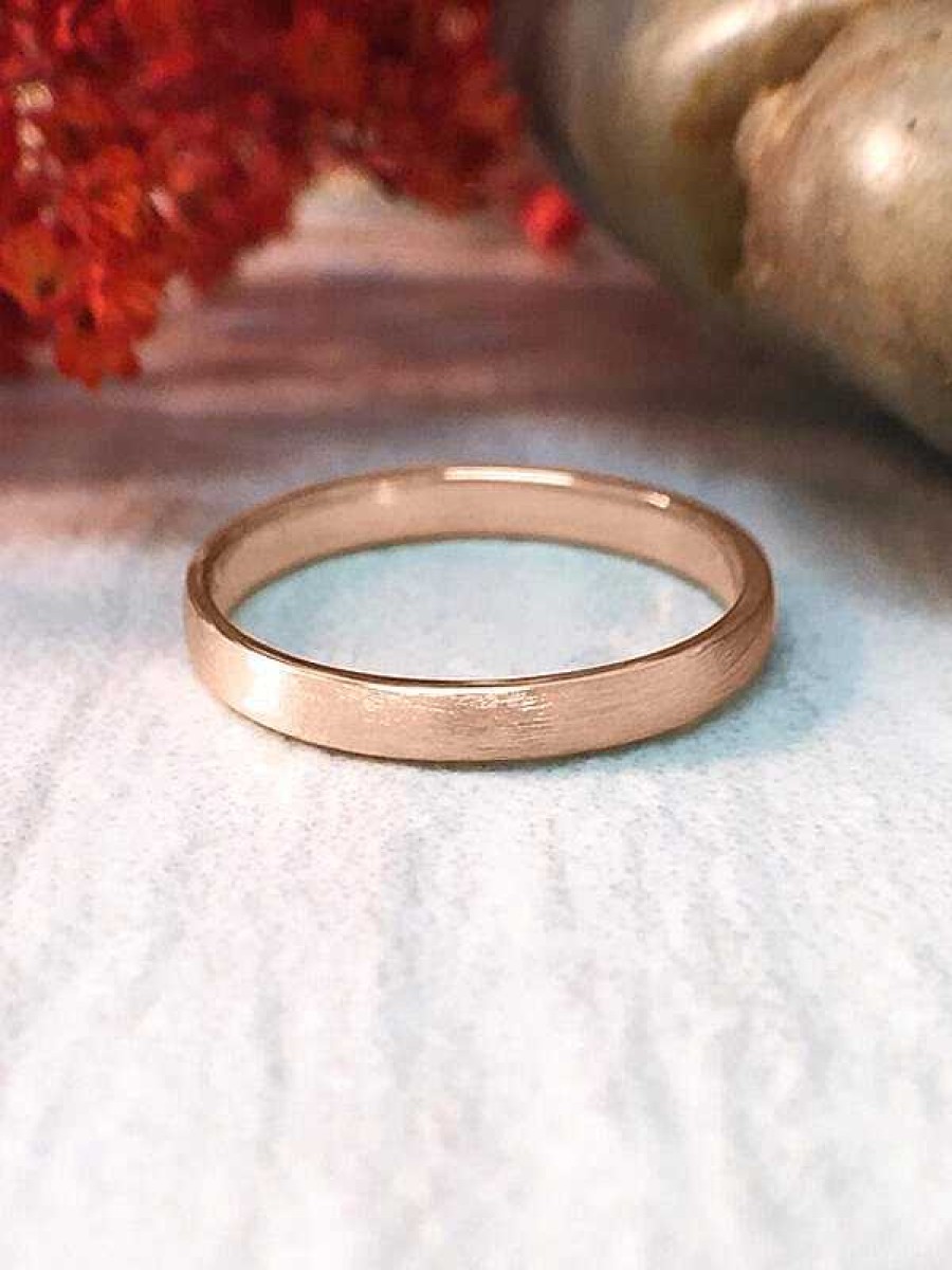 Stones & Gold Rings | 2.7Mm Satin Finish Wedding Band Solid Gold (14Kr) Stackable Modern Women'S Engagement Ring