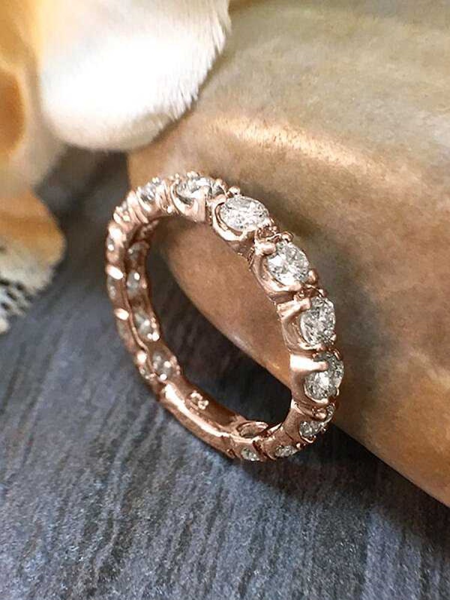 Stones & Gold Rings | 2.6Mm Diamond Eternity With Sizing Bar Wedding Band Solid Gold (14Kr) Engagement Ring