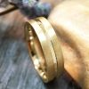 Stones & Gold Wedding Bands | 6Mm Satin Finish With Polished Center Wedding Band Solid Gold (14Ky) Modern Men'S Engagement Ring