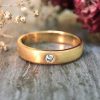 Stones & Gold Wedding Bands | 3.8Mm Diamond Solitaire Satin Finish Wedding Band Solid Gold (14Ky) Uni Engagement Ring