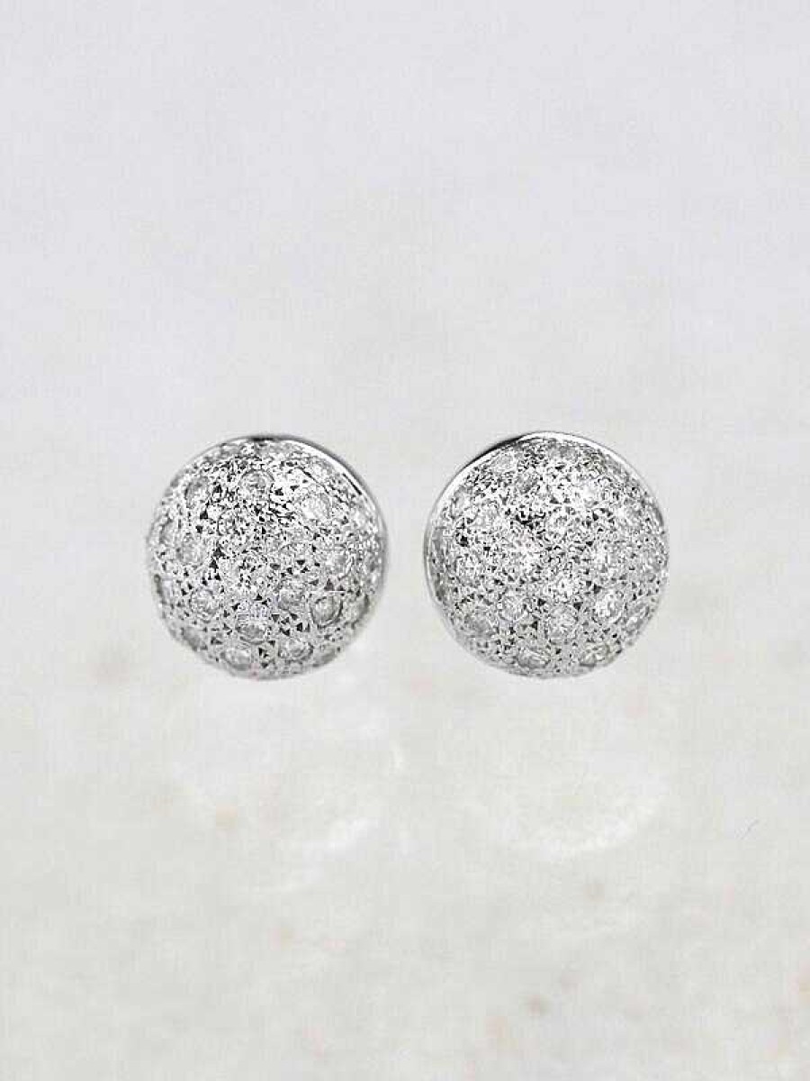 Stones & Gold Earrings | 14.5X14.5Mm Diamond Cluster Dome Stud Solid 14K Gold (14Kr) Earrings