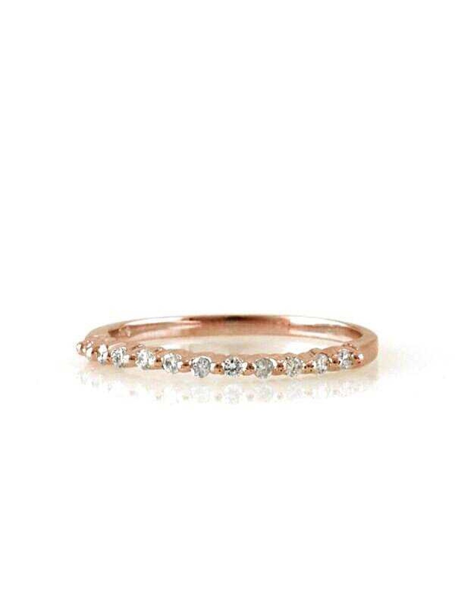 Stones & Gold Rings | 1.5Mm Dainty One Prong Floating Diamond Solid 14 Karat Gold Band