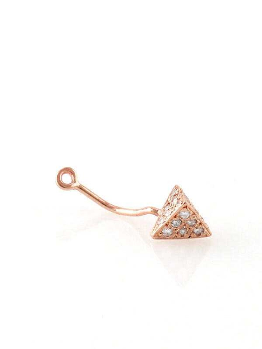 Stones & Gold Earrings | Floating Diamond Solid 14 Karat Gold Pyramid Earring