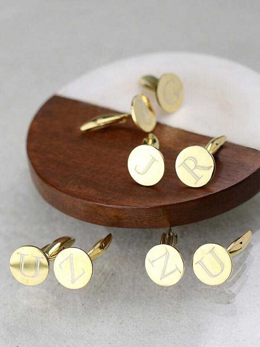 Stones & Gold Cuff Links | Set Of 4 Disc Cufflink Gold Plated