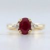 Stones & Gold Rings | 6X8Mm Ruby And Diamond Engagement Solid 14K Gold Wedding Ring