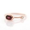 Stones & Gold Rings | Rhodolite Garnet And Diamond Bezel January Birthstone Solid 14 Karat Gold Ring