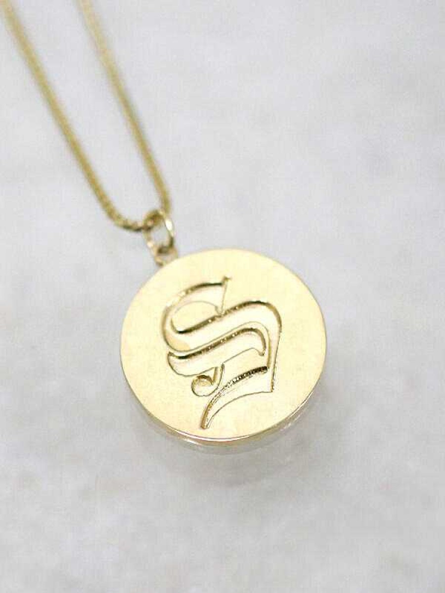 Stones & Gold Necklaces | Old English Initial Pendant