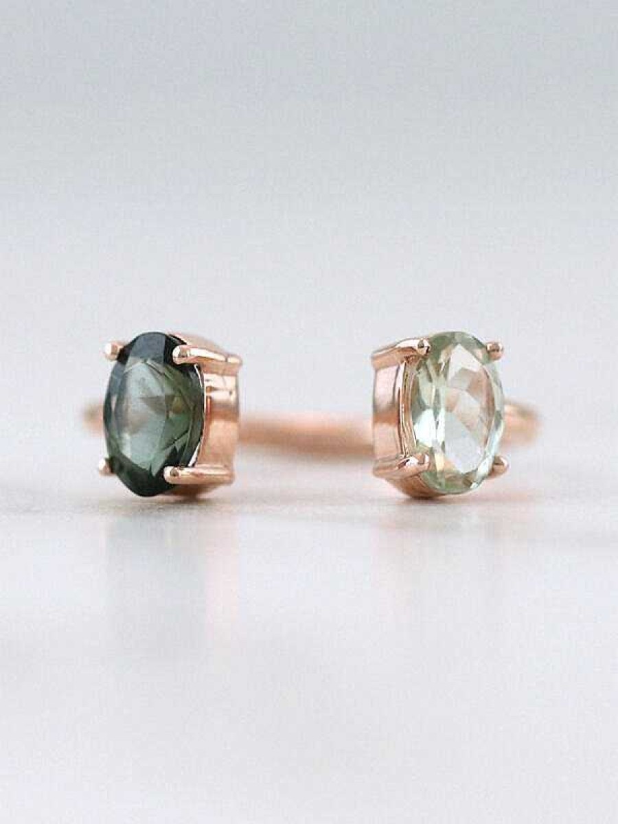 Stones & Gold Rings | Floating Seafoam Ombre Tourmaline Solid 14 Karat Gold Ring