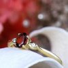 Stones & Gold Rings | 6X4Mm Oval Red Garnet And Diamond 14K Ring