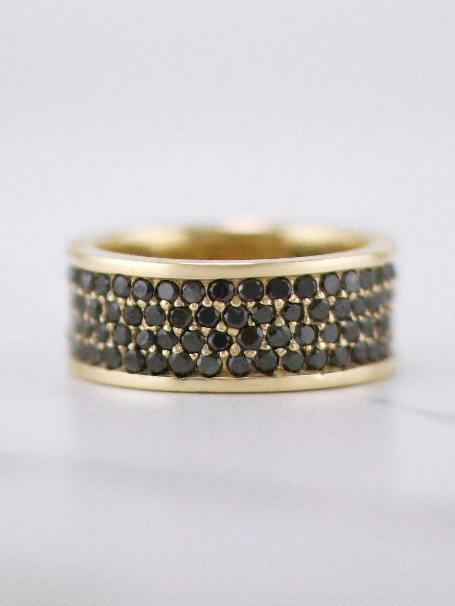 Stones & Gold Rings | Quad Row Black Diamond Uni Band