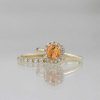 Stones & Gold Rings | Set: Peachy Orange Sapphire And Diamond Engagement Ring + 1.5Mm Diamond Band Solid 14 Karat Gold Ring Set