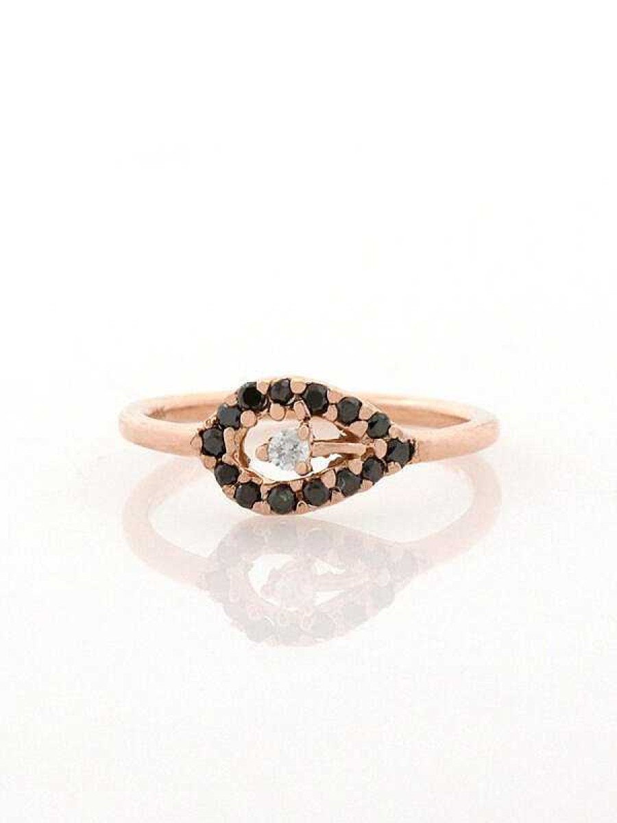 Stones & Gold Rings | Black On White Evil Eye Ring