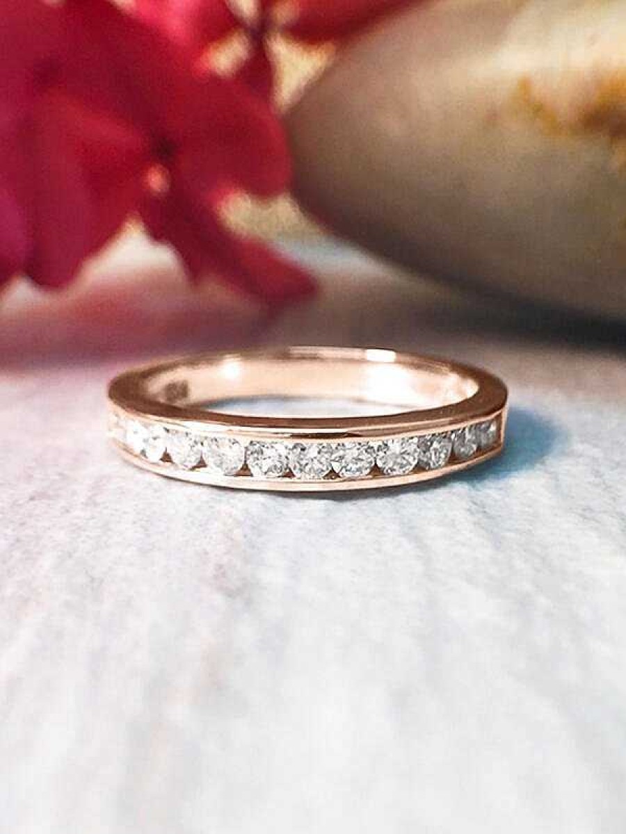 Stones & Gold Rings | 2.5Mm Diamond Wedding Band Solid Gold (14Ky) Affordable Women'S Engagement Ring